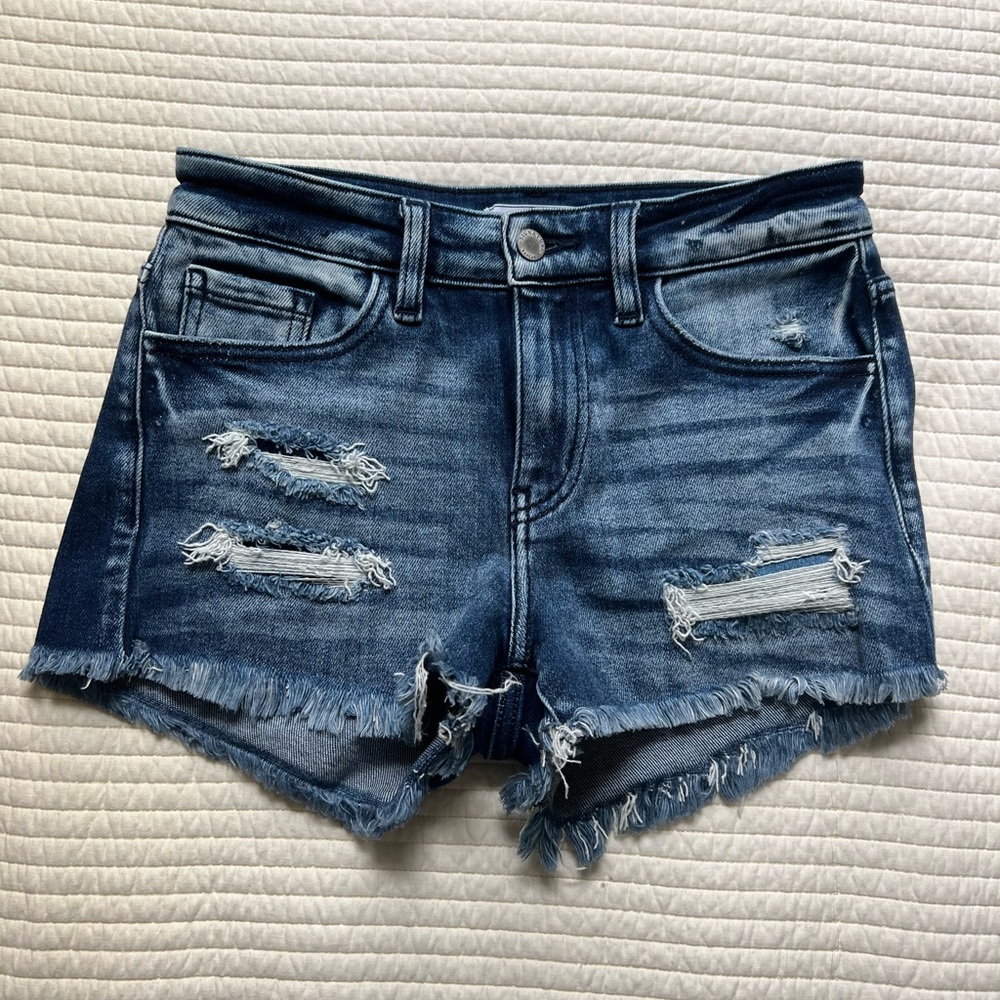 Distressed Mid-Rise Jean Shorts